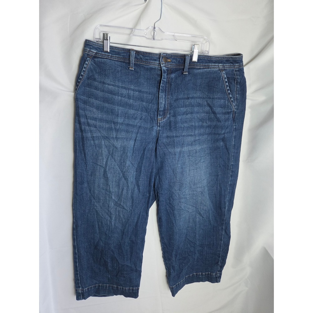 Talbots Flawless Wide Crop Jeans Womens Blue Medium Wide High Cropped
